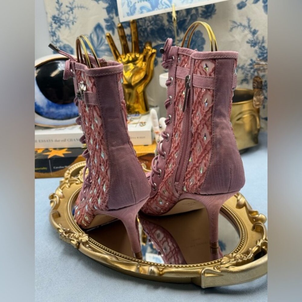 🆕 KURT GEIGER LONDON 🧿 NWOB Embellished Mansion Corset Ankle Boots - Sz 37 US7 - Picture 9 of 16